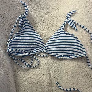 blue and white stripped xhilaration bikini top size XL